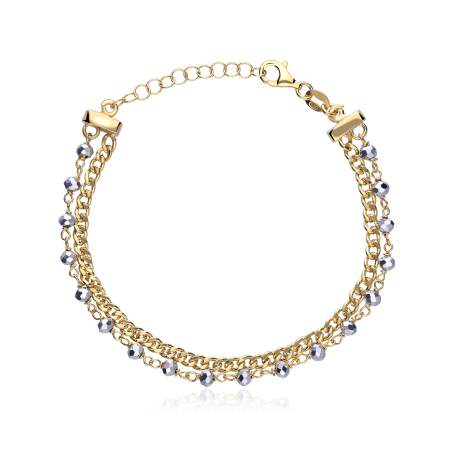 Pulsera Doble plata de ley y baño en Oro 18k "Cristal"