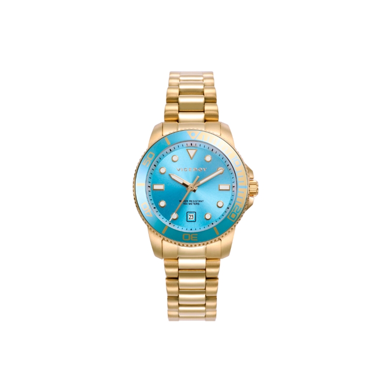 Reloj Mujer Viceroy heat acero dorado esfera azul 42444-97