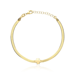 Pulsera plata de ley con baño Oro 18k "Trébol"