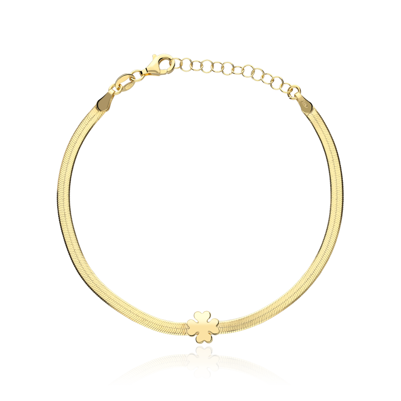 Pulsera plata de ley con baño Oro 18k "Trébol"