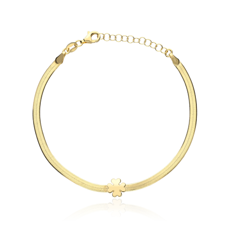 Pulsera plata de ley con baño Oro 18k "Trébol"