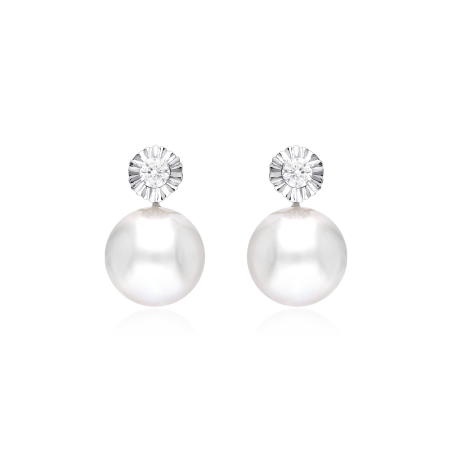 Pendientes Oro 18k Blanco y perlas cultivadas "Peal"