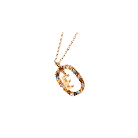 Collar Pdpaola letra E mujer plata baño oro CO01-264-U