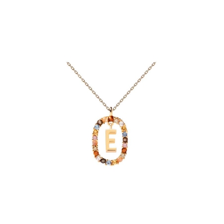Collar Pdpaola letra E mujer plata baño oro CO01-264-U
