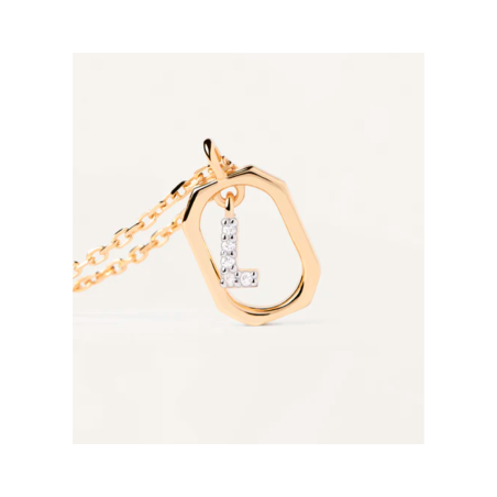 Collar Pdpaola letra L mujer plata baño oro CO01-523-U