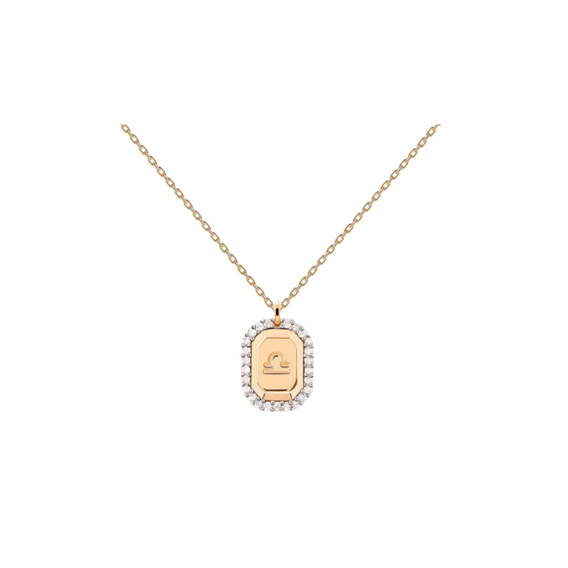 Collar Pdpaola signo zodiaco Libra plata baño de oro CO01-574-U Collar Pdpaola signo zodiaco Libra plata baño de oro CO01-574-U