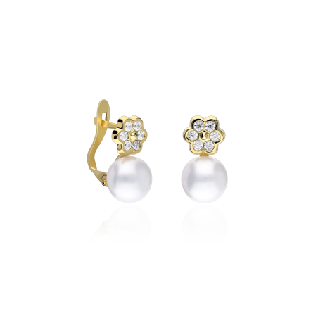 Conjunto Oro 18k, circonita y perla "Magical"