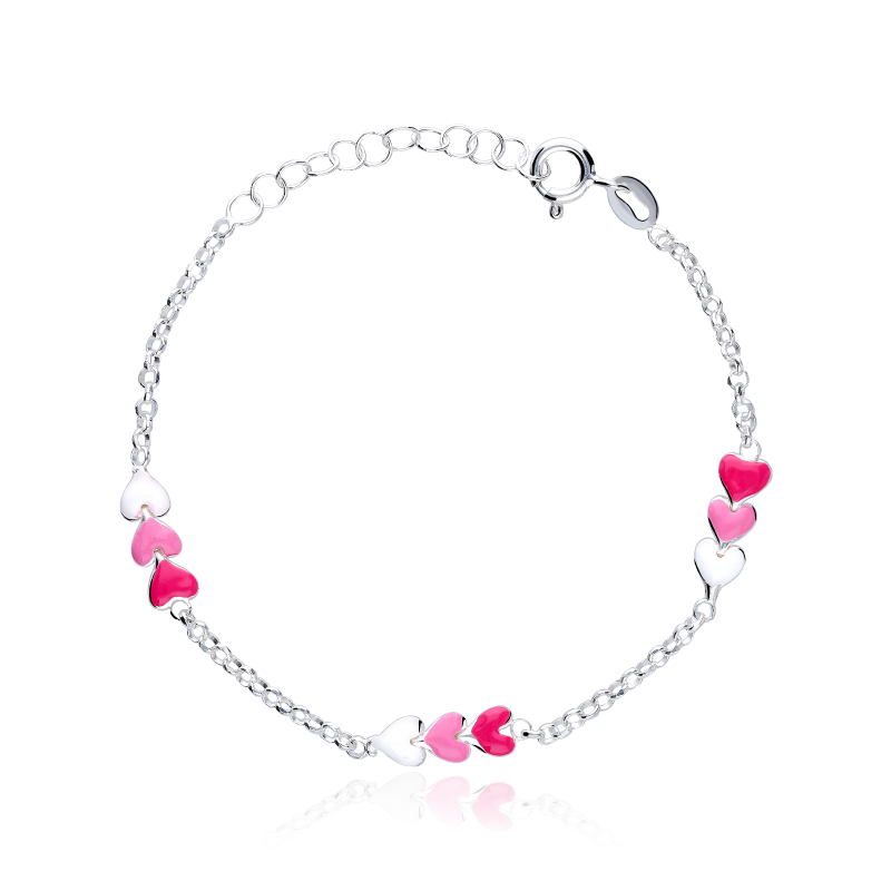 Pulsera plata primera ley "Pink Love"