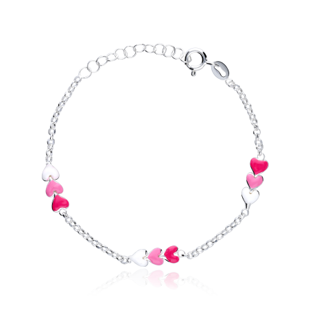 Pulsera plata primera ley "Pink Love"