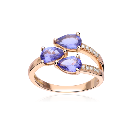 Anillo Oro 18k Amatistas y diamantes "Leandra"