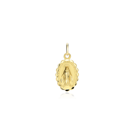 Medalla Oro 18k tallada "Virgen Milagrosa"