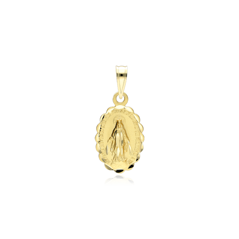 Medalla Oro 18k tallada "Virgen Milagrosa"