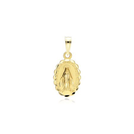 Medalla Oro 18k tallada "Virgen Milagrosa"