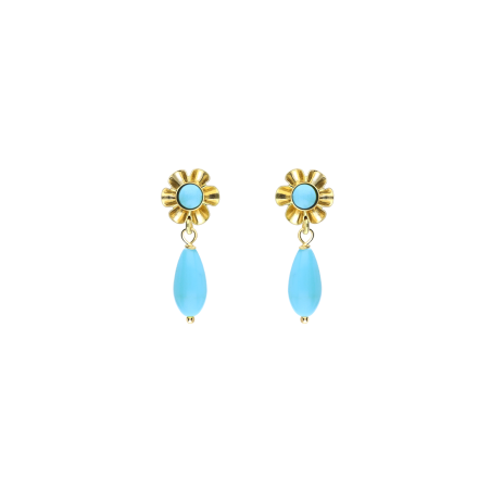 Pendientes gitanillas Oro 18k y turquesas "Mercé"