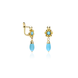 Pendientes gitanillas Oro 18k y turquesa "Morente"
