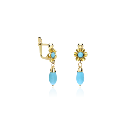 Pendientes gitanillas Oro 18k y turquesa "Morente"