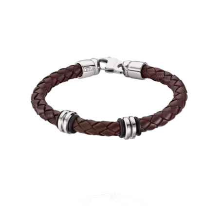 Pulsera Lotus Style hombre Urban cuero marrón trenzado LS2093-2/2