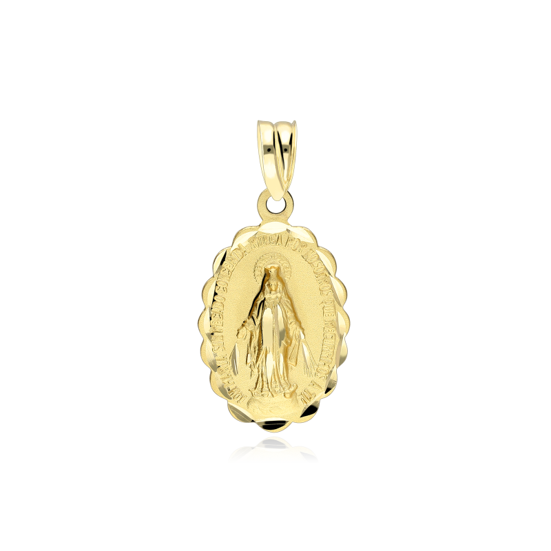 Medalla Oro 18k tallada "Virgen Milagrosa"