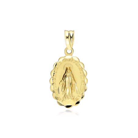Medalla Oro 18k tallada "Virgen Milagrosa"