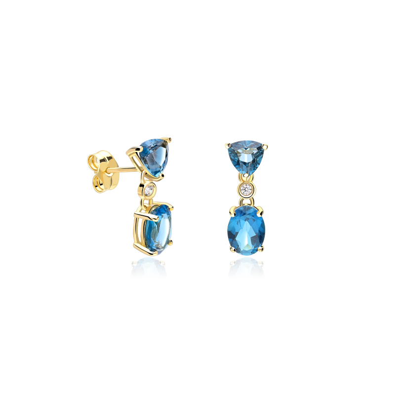 Pendientes Oro 18k, zafiro y circonita "Scenic"