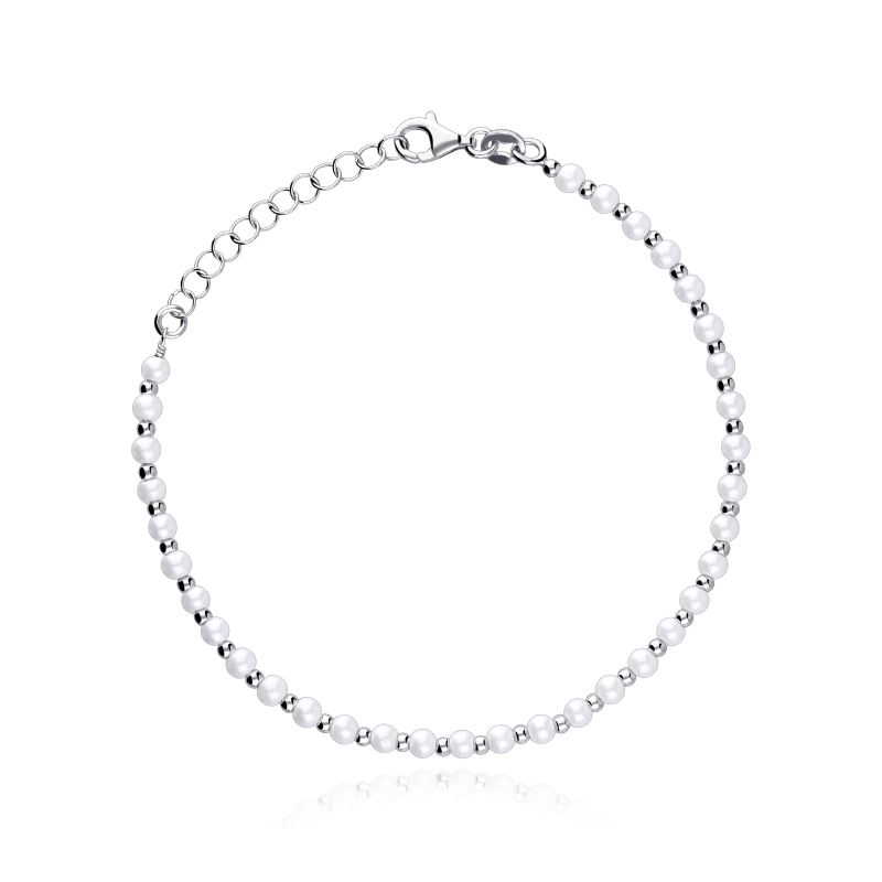 Pulsera plata de ley y perlas 3mm "Atenea"