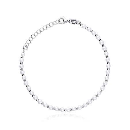 Pulsera plata de ley y perlas 3mm "Atenea"