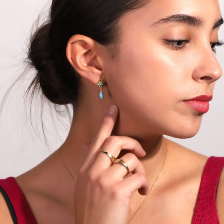 Pendientes gitanillas Oro 18k y turquesa "Morente"