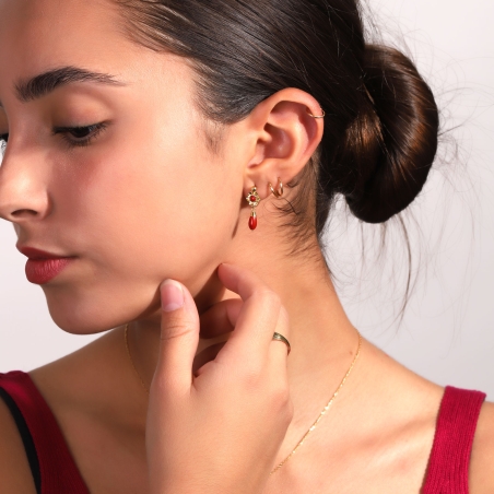 Pendientes gitanillas Oro 18k y coral "Morente"