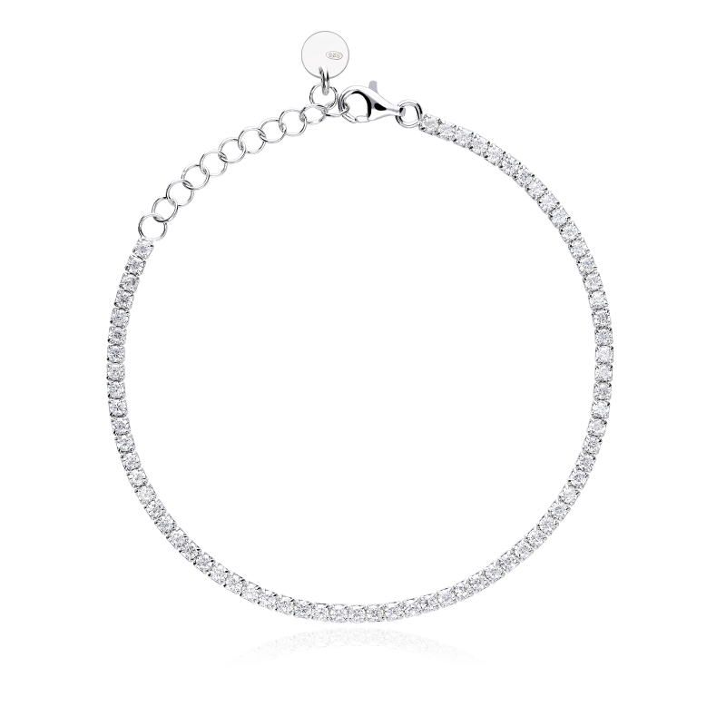 Pulsera plata primera ley y circonitas "Raven"