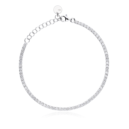 Pulsera plata primera ley y circonitas "Raven"