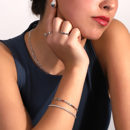Pulsera plata primera ley y circonitas "Raven"