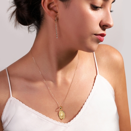 Medalla Oro 18k tallada "Virgen Milagrosa"