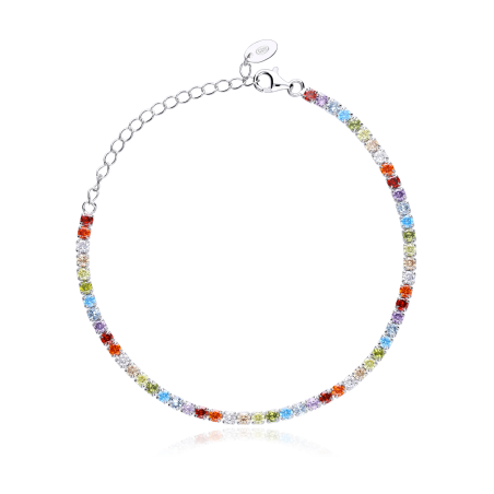 Pulsera plata primera ley y circonitas colores "Raven"