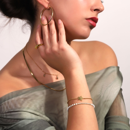 Pulsera plata ley, perlas y circonitas "Tahití"