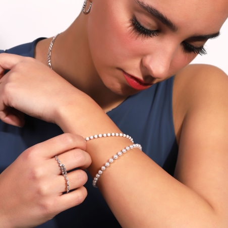 Pulsera plata de ley y perlas 3mm "Atenea"