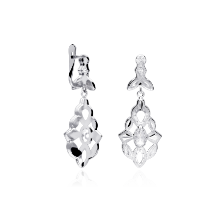 Pendientes Oro Blanco 18k y circonitas "Carbin"