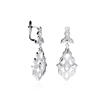 Pendientes Oro Blanco 18k y circonitas "Carbin"