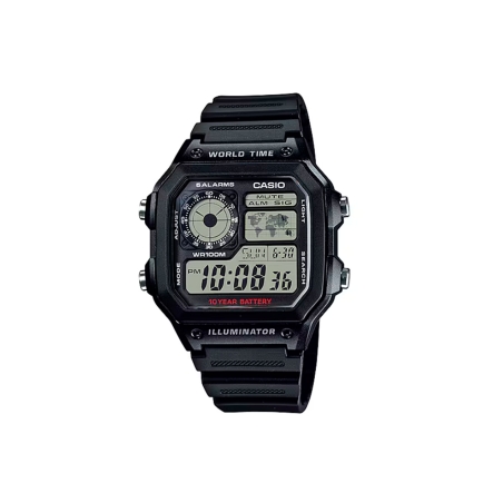 Reloj Casio Illuminator negro world time AE-1200WH-1AVEF