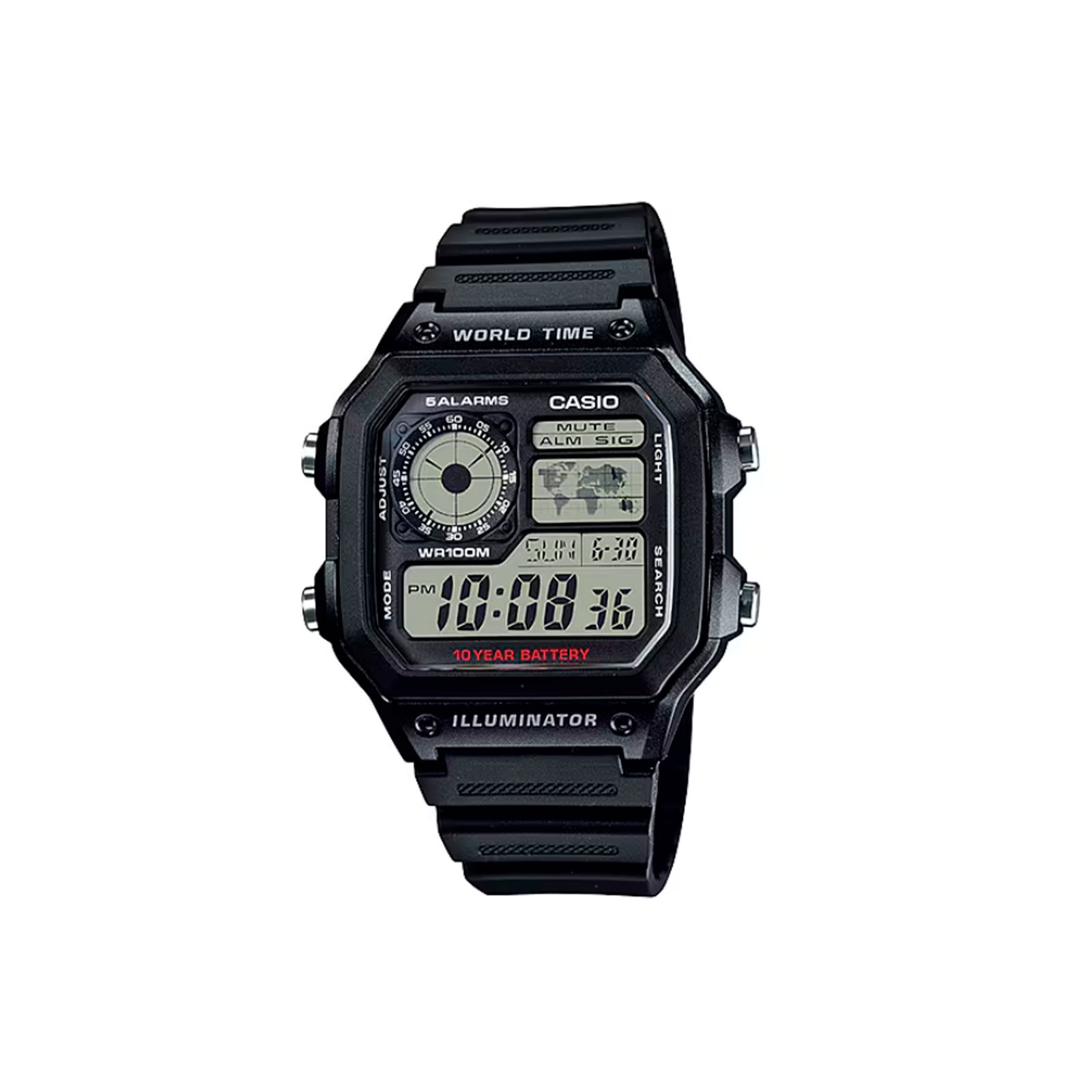 Reloj Casio Illuminator negro world time AE 1200WH 1AVEF Joyerias Sanchez
