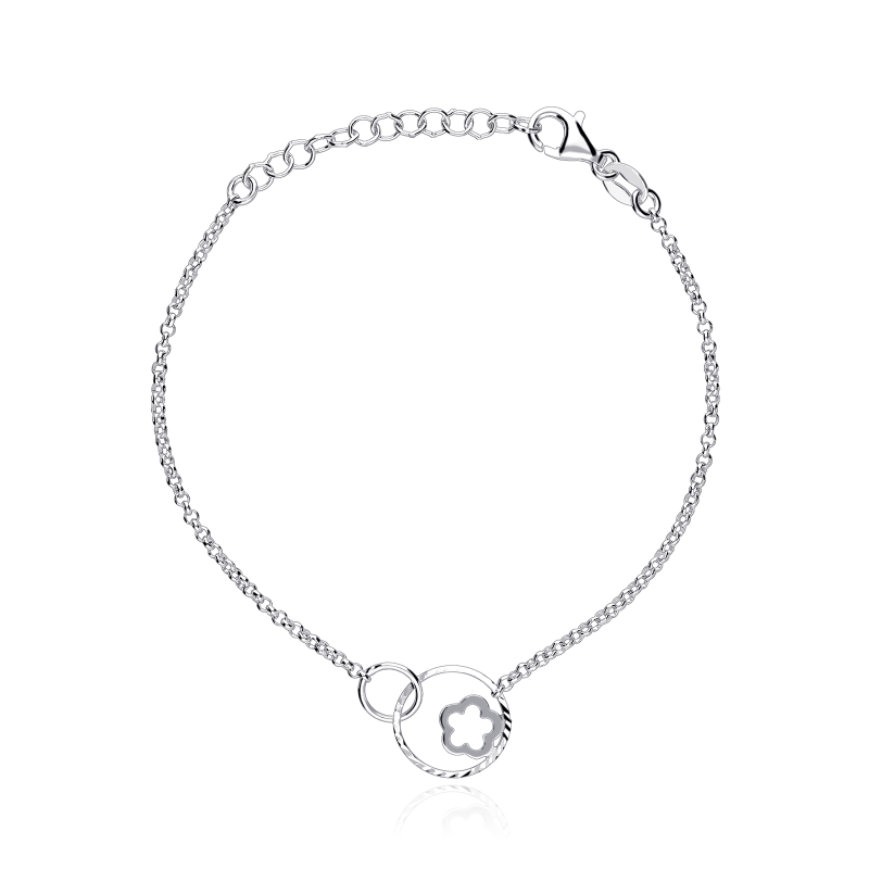 Pulsera plata primera ley "Flor"