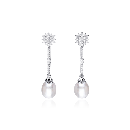 Pendientes plata primera ley y perlas cultivadas "Némeris"