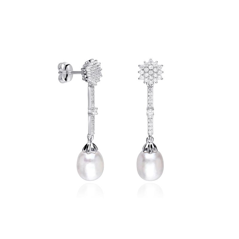 Pendientes plata primera ley y perlas cultivadas "Némeris"