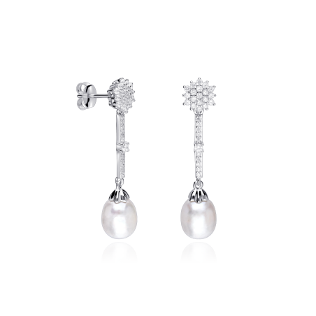 Pendientes plata primera ley y perlas cultivadas "Némeris"