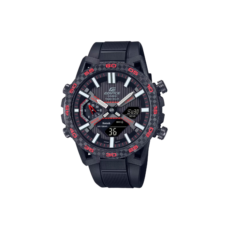 Reloj Casio Edifice acero negro correa resina ECB-2000PB-1A