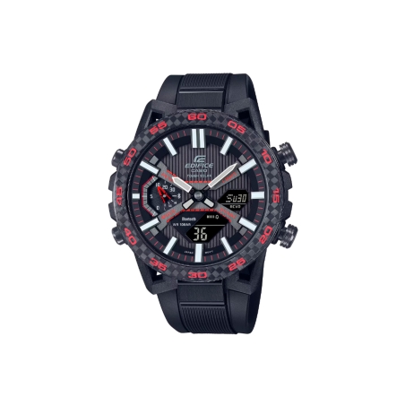 Reloj Casio Edifice acero negro correa resina ECB-2000PB-1A