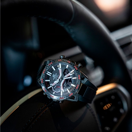 Reloj Casio Edifice acero negro correa resina ECB-2000PB-1A
