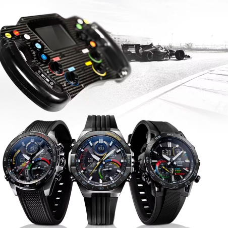 Reloj Casio Edifice acero negro correa resina ECB-40MP-1A