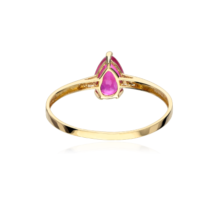 Anillo "Lágrima Roja" Oro 18k Rubí y Diamantes