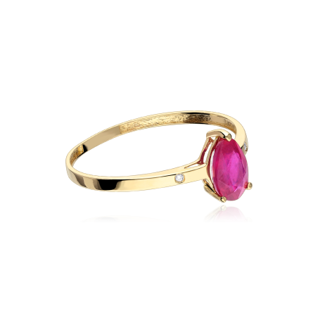Anillo "Lágrima Roja" Oro 18k Rubí y Diamantes