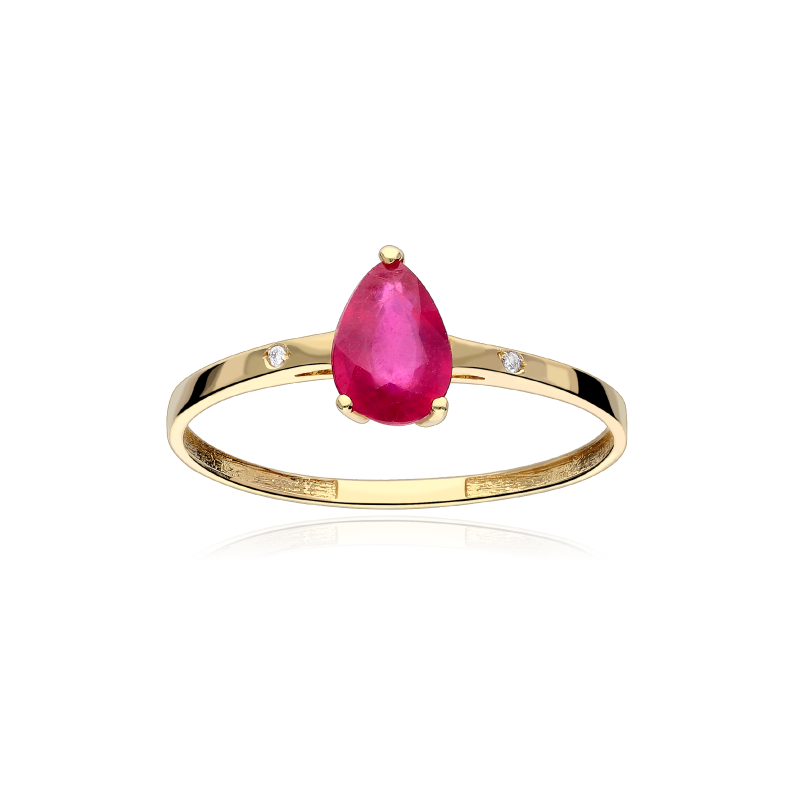 Anillo "Lágrima Roja" Oro 18k Rubí y Diamantes